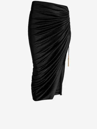 Balmain midi-rok met split van vloeiende jersey