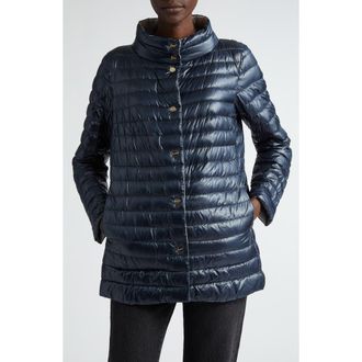 Herno Reversible Ultralight Down Jacket in Navy To Grey at Nordstrom, Size 16 Us