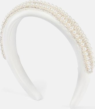 Self Portrait Cerchietto in raso con cristalli