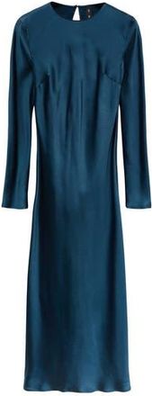 Mango Long Sleeve Satin Midi Dress in Navy at Nordstrom Rack, Size 6