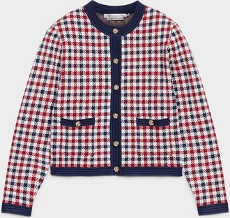 Contemporaine Womens Metallic buttons jacquard Cardigan Sweater