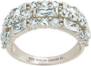 Sterling Forever Kornelia Three Row Eternity Band Ring in Silver at Nordstrom, Size 9