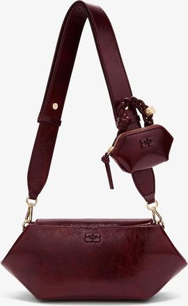 Ganni Burgundy Red Bou Bag East/West Shine in
