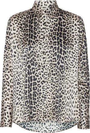 Karmamia Luipaardprint Oversized Boyfriend Shirt - Dames - Overhemden - Bruin - S - Polyester - Overhemden