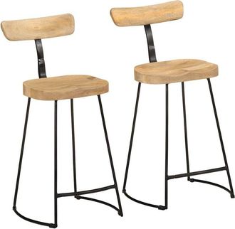 vidaXL Taburetes De Barra 2 Uds 49x43x88 Cm Madera Maciza De Mango Vidaxl