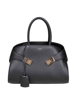 Ferragamo Hug Th M Handbag In Black Leather