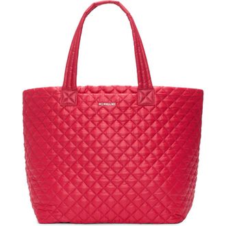 MZ Wallace Large Metro Deluxe Diamond Quilted Nylon Tote in Apple at Nordstrom