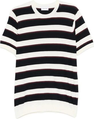 Scaglione T-shirt met ronde hals en streepjespatroon - Heren - Ronde hals truien - Veelkleurig - L - Katoen - Truien & Vesten