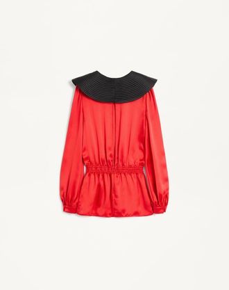 Valentino Top In Double Satin Donna BRIGHT ORANGE/NERO 38