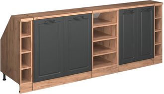 Vicco Armario De Cocina Para Techo Inclinado R-line, Antracita Casa De Campo/roble Dorado, 210 Cm Lote De 5 Carcasas De Armario 60 Cm De Profundidad, Vicco