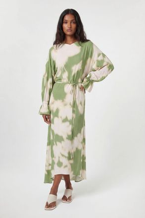 Karen Millen Womens Viscose Woven Printed Cowl Neck Midi Dress - Yellow - Size 14 UK