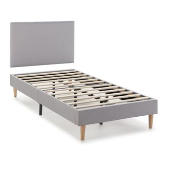 HOMN Base tapizada + cabecero 90x190 cm gris claro, 30 cm altura