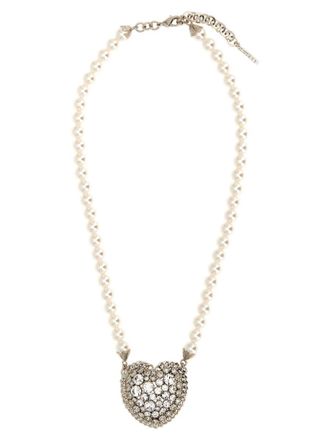 Alessandra Rich Pearl Heart Necklace