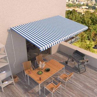 vidaXL Toldo Retr&aacute;ctil Autom&aacute;tico Azul Y Blanco 500x350 Cm Vidaxl