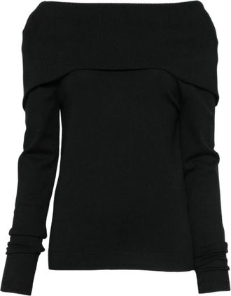 Semicouture Off-Shoulder Cardigan - Dames - Vesten - Zwart - L - Truien & Vesten