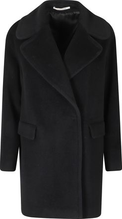 Tagliatore Double-Breasted Black Virgin Wool Coat With Removable Belt