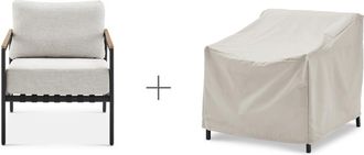 Castlery Beige Outdoor Lounge Chair with Cover | Sorrento by Castlery, Weather-Resistant, Beige Color