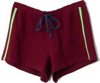 Damson Madder Rylee Tie Waist Waffle Stitch Shorts in Burgundy at Nordstrom, Size 16