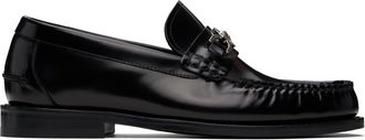 スニーカー VERSACE Slip on Men Silk Gray/Black Versace Black Leather Medusa Slip-On Low Top Sneakers Size