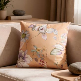 KASANOVA Cuscino divano velluto 50x50 cm ocra fiori