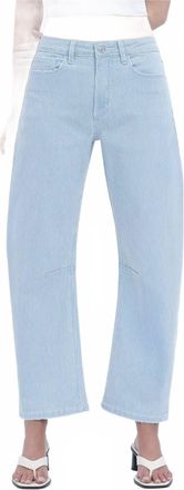 Flying Monkey Super High Rise Striped Barrel Leg Jeans In Blue