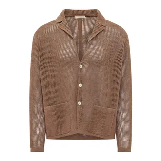 ATOMOFACTORY Cardigans, male, Brown, Size: XL Rever Traforata Rete
