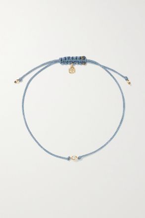 Sydney Evan Bracciale In Oro 14 Carati E Cordoncino Con Diamante Tiny Evil Eye
