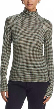 Rag & Bone Shaw Paneled Long Sleeve Turtleneck Top In Green/multi