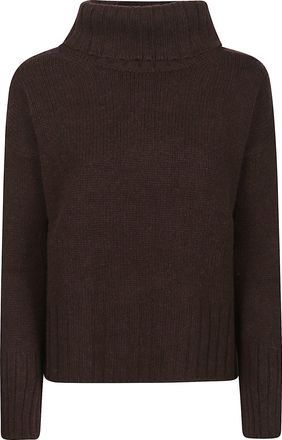 Aragona Cropped Brown Cashmere Turtleneck Sweater