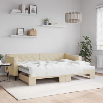 vidaXL Sof&aacute; Cama Nido Tela Crema 80x200 Cm Vidaxl