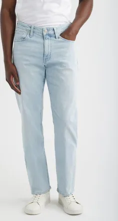 Mavi Zach Straight Leg Jeans in Bleached Ocean Blue at Nordstrom, Size 32 X 32