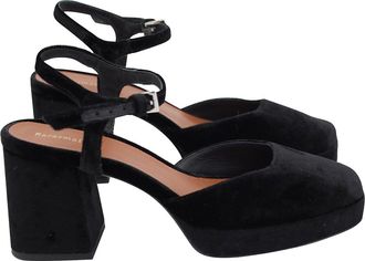 Reformation Marisol Platform Pumps in Black Velvet