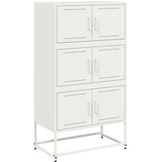 vidaXL Aparador De Acero Blanco 68,5x38,5x123,5 Cm Vidaxl