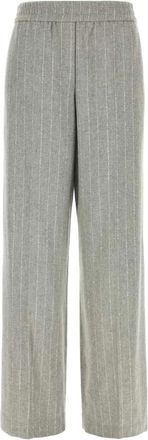 Brunello Cucinelli Geborduurde Wolmix Broek - Dames - Vrijetijds broeken - Grijs - XS - Wol - Broeken