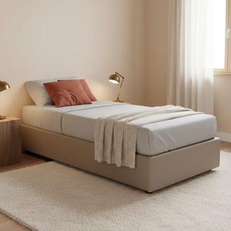 Dmora Cama Individual Federica, Cama Contenedor Con Tapizado En Ecopiel, 100% Made In Italy, Apertura Frontal, Con Colch&oacute;n Cm 90x200 Incluido, T&oacute;rtola, Con 