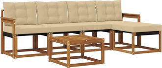 vidaXL Conjunto De Sof&aacute;s De Exterior 6 Uds. Natural Y Beige Vidaxl