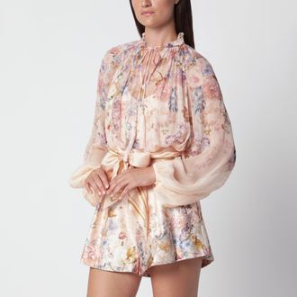 Zimmermann Blusa Valiant color pesca con motivo floreale