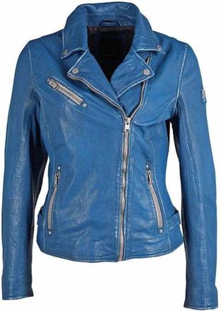 Mauritius Womens Sofia Lambskin Moto Jacket In Atlantic Blue