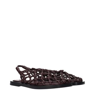 Jil Sander Leather Woven Sandals - Brown