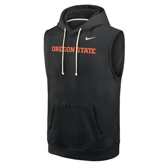 Nike Oregon State Beavers Nike Mens NCAA Sleeveless Fleece Hoodie in Black | IU5794-010