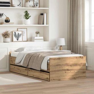 vidaXL vidaXL Struttura del letto con cassetto Rovere artigianale 90 x 200 cm