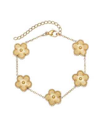 Adornia Adornia 14K Plated Stainless Steel Tarnish-Resistant 5-Leaf Clover Station Bracelet