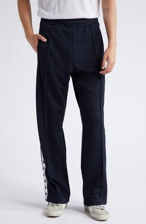 Golden Goose Isaac Star Logo Tape Wide Leg Track Pants in Dark Blue/White at Nordstrom, Size Large