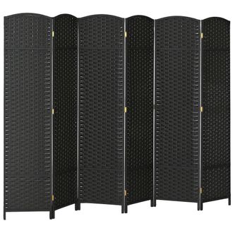 Mauro Ferretti Paravento Divisorio Da Interni Pieghevole A 6 Ante Intrecciato, 240x170 Cm, Nero