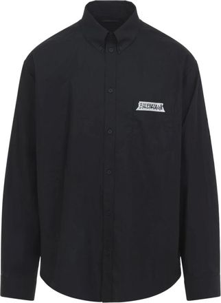 Balenciaga Casual Shirts, male, Black, Size: M Ls Large Fit Shirt