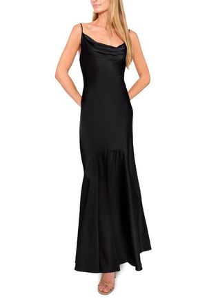 Ted Baker Myla Cowl Neck Satin Maxi Dress in Rich Black at Nordstrom, Size 12