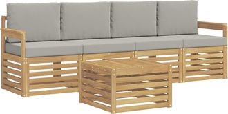 vidaXL Conjunto De Sof&aacute;s De Exterior 5 Uds. Blanco Y Gris Claro Vidaxl