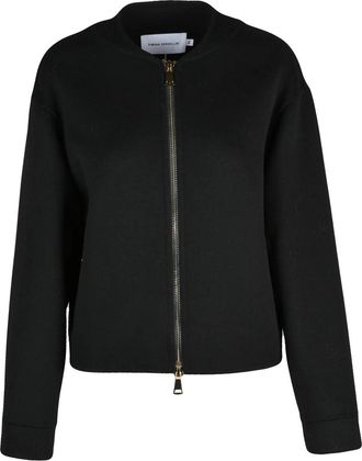 Simona Corsellini Black Cropped Wool-Blend Zip Jacket