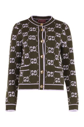 Gucci Cardigan In Wool Gg Jacquard Bouclé