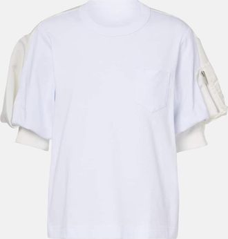 sacai T-shirt in jersey di cotone e twill